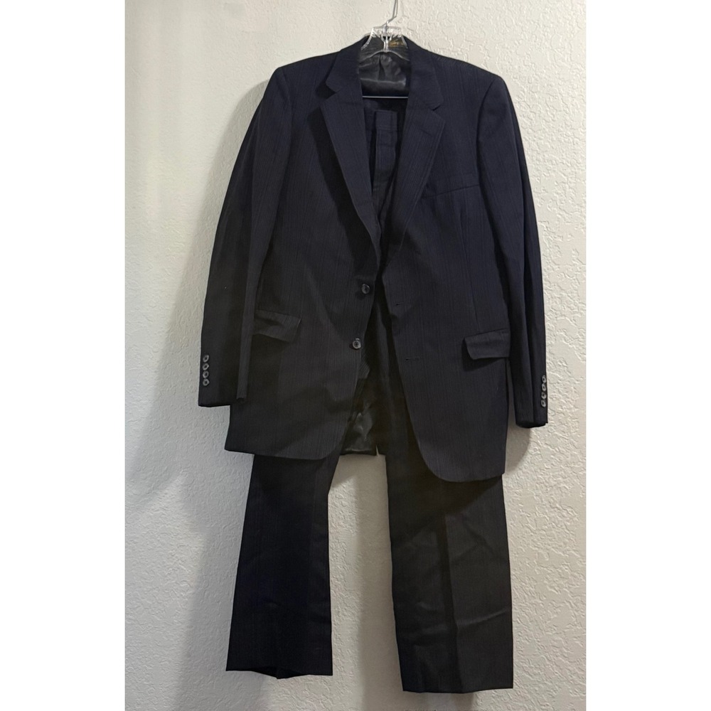 Christian Dior 3-Piece Suits 40R  W32 Vintage Wool  Blue Stripes